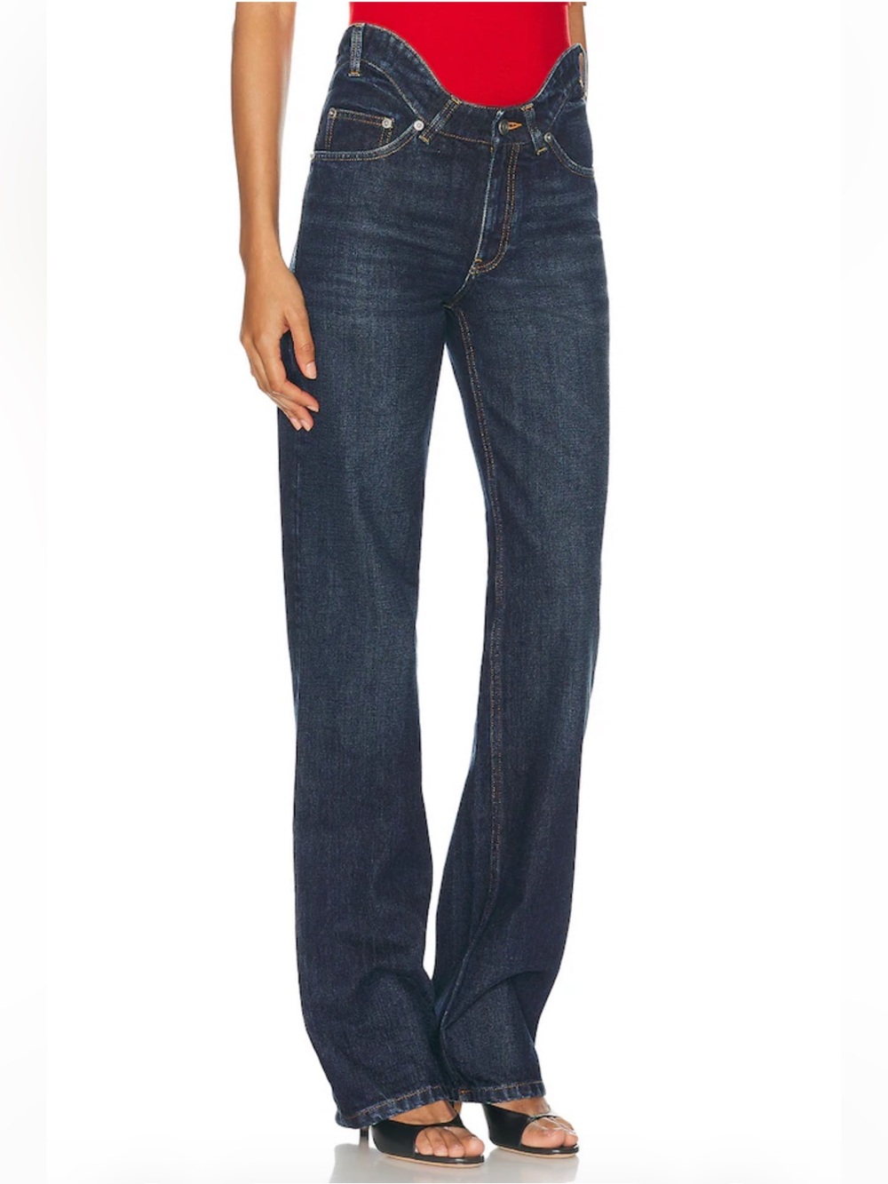 NWT Jean Paul Gaultier Dark Blue High-Waist Wide-Leg Jeans 👖 27